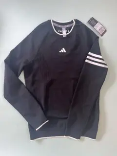【新品未使用】adidas 黒 セーター ストライプデザイン