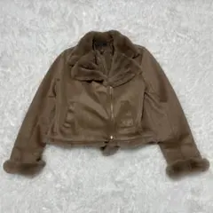 マーブルワルツ フェイクムートン ライダースジャケット ショート丈 スエード