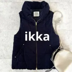 イッカ ikka キルティング ダウンベスト アウター 中綿 フルジップ M 紺