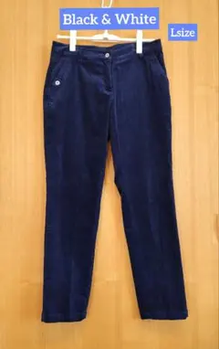 ⭐Black&White⭐コーデュロイ パンツ　ネイビー　Lサイズ