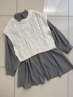 Love toxicラブトキシックニットベスト付きチェックワンピース150㎝