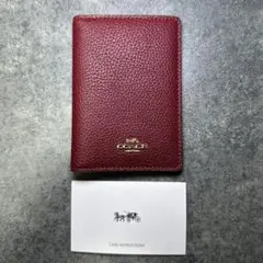 【極美品】COACH コーチ カードケース 名刺入れ レザー レッド 馬車ロゴのサムネイル
