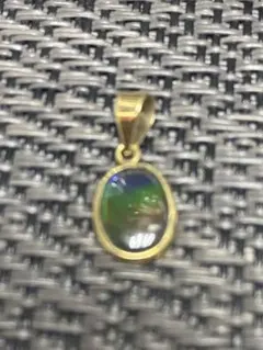 金製オーバル型ペンダントアンモライト14k アクア