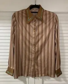 長袖ストライプシャツ　ヴィンテージ　レトロ