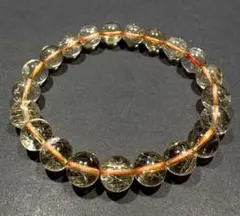 高透明 ゴールドルチルクォーツ ブレスレット 金運 11mm 内径16cm 高透明】ゴールドルチルクォーツ 金運 11mm 内径16cm ブレスレット