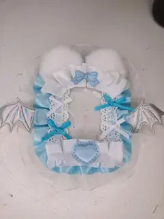 推し活硬質ケース フリル♡デコ 水色×白