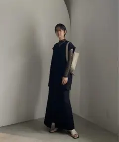 ノースリーブベスト＆ワイドパンツ セットアップ チャコールグレー