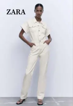 ZARA ザラ デニム ジャンプスーツ ホワイト オーバーオール オールインワン