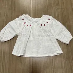 ブラウス　長袖　襟付き いちご 刺繍 après les cours