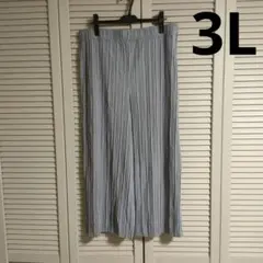 プリーツ ワイドパンツ ブルーグレー レディース 大きいサイズ 3L