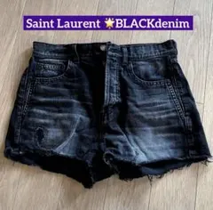 Saint Laurent✨デニムショートパンツ ブラック　27のサムネイル
