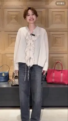 CurensologyウールMIXビエラフリルブラウス　オフホワイト完売商品