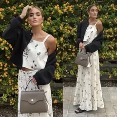 新品 ZARA エンブロイダリー リネンブレンドスカート XSサイズ