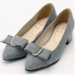 MISCH MASCH ビジューバックルリボンパンプス　グレー