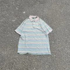 USA製 90s Ashworth ポロシャツ ボーダー 半袖 メンズ グリーンのサムネイル