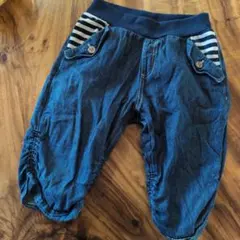 デニムブルー ストライプポケット ハーフパンツ 100cm