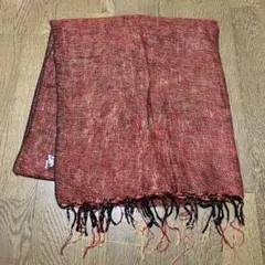 赤系フリンジ付きストール