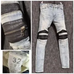 mnml ミニマル バイカーデニム デザイン デニムパンツ Y2K 34 - メルカリ