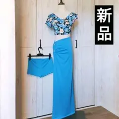 ★新品★ベリーダンス衣装セット　レッスン着ウェア練習着　花柄トップス