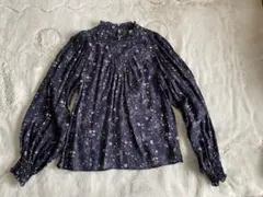 トップス 紺色 花柄 長袖 ブラウスCEPO セポ 春 秋