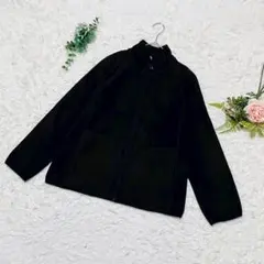 【ユニクロ】❣️フリースジャケット❣️フルジップ ハイネック ポケット 黒 XL