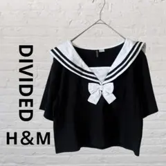 H&M DIVIDEDセーラーカラーT黒 S クロップド丈 綿100% 可愛い系