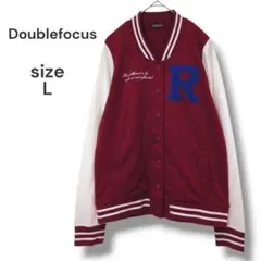 Doublefocus　薄手スタジャン　カーディガン　L　ボルドー×アイボリー