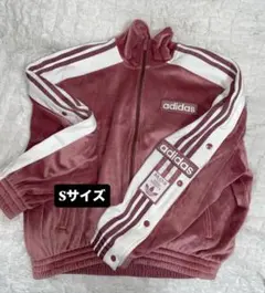 重盛さと美 adidas 希少 トラックジャケット ピンク S ベロア adidas❤重盛さと美 XLサイズ アディブレイクベロアピンク上ジャケット