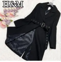 H&M エイチアンドエム ロングコート ベルト付き　黒 ブラック