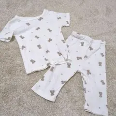 クマ柄リブ編みベビーパジャマ95cm