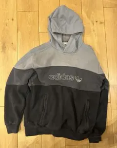 adidas グレー ブラック パーカー L