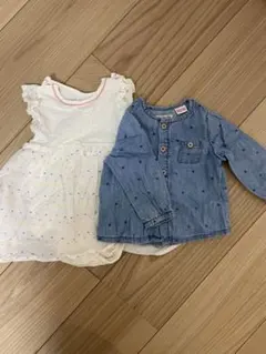 ZARABabyデニムシャツとH&MBabyのボディスーツのセット