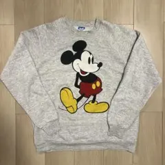【80s】disneyディズニー ミッキースウェット USA製 XL グレー
