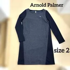 アーノルドパーマー Arnold Palmer ネイビー　千鳥　長袖　ワンピース