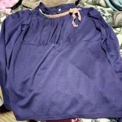 ダークパープル フリル付き長袖シャツ Mサイズ