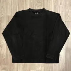 MUJI Labo 超長綿天竺編みクルーネック長袖Ｔシャツ L-XL 黒