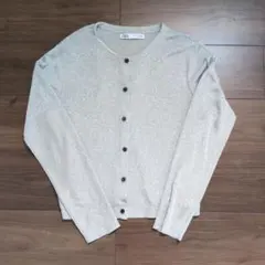 ZARA シルバーラメカーディガン L