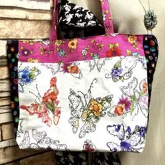 ロラライハリス butterfly 大きめマチ広トートバッグ　☆ハンドメイド品