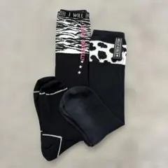 ゼブラ柄 牛柄 キッズ ロングソックス 2点セット