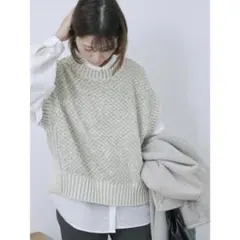 美品(F)サマンサモスモスブルー/ノースリーブニット/セーター/ジレ/ベスト