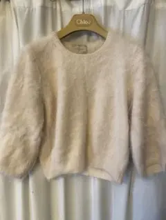 UNITED ARROWS アンゴラ混紡白ニットアローズIENA plag