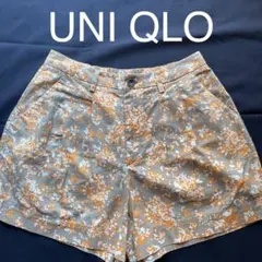 【新古】ユニクロ可愛い花柄 ショートパンツ キュロット綿麻混