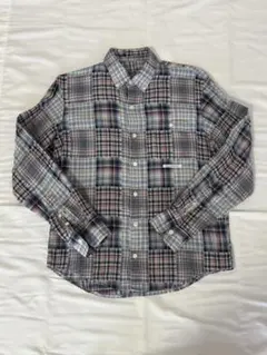 PAPAS/パパス 2026SS コットンガーゼパッチワーク風チェックシャツS 