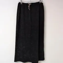 ロングスカート【L】ウエストゴム　ゆったり　無地　日本製　ブラック