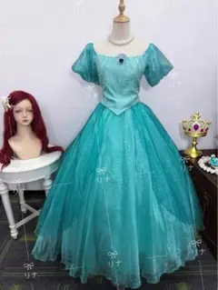 リトルマーメイド アリエル ブルーグリーンドレス コスプレ Dハロ 仮装