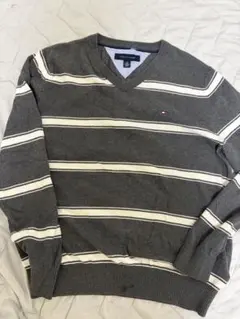 TOMMY HILFIGER Vネック ボーダーニット 長袖のサムネイル
