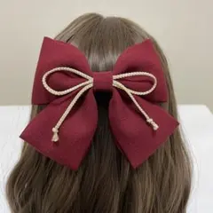 和風　髪飾り　バレッタ えんじ色　卒業式　卒園式　七五三　袴　着物　はいからさん