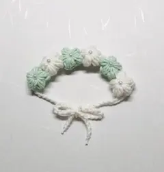 ヘッドドレス　ちびぐるみ　ぬい服　ぬいぐるみ　編み物　白　緑　花　推し活