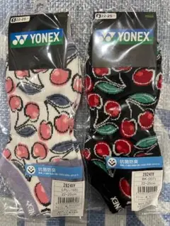 YONEX 29241Yチェリー柄 22-25cmソックス パープル+ブラック