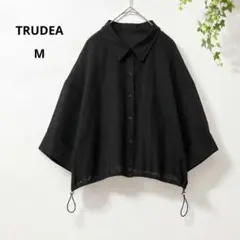 TRUDEAシアーシャツ 半袖 シャツジャケット 黒 ブラック ドロストのサムネイル